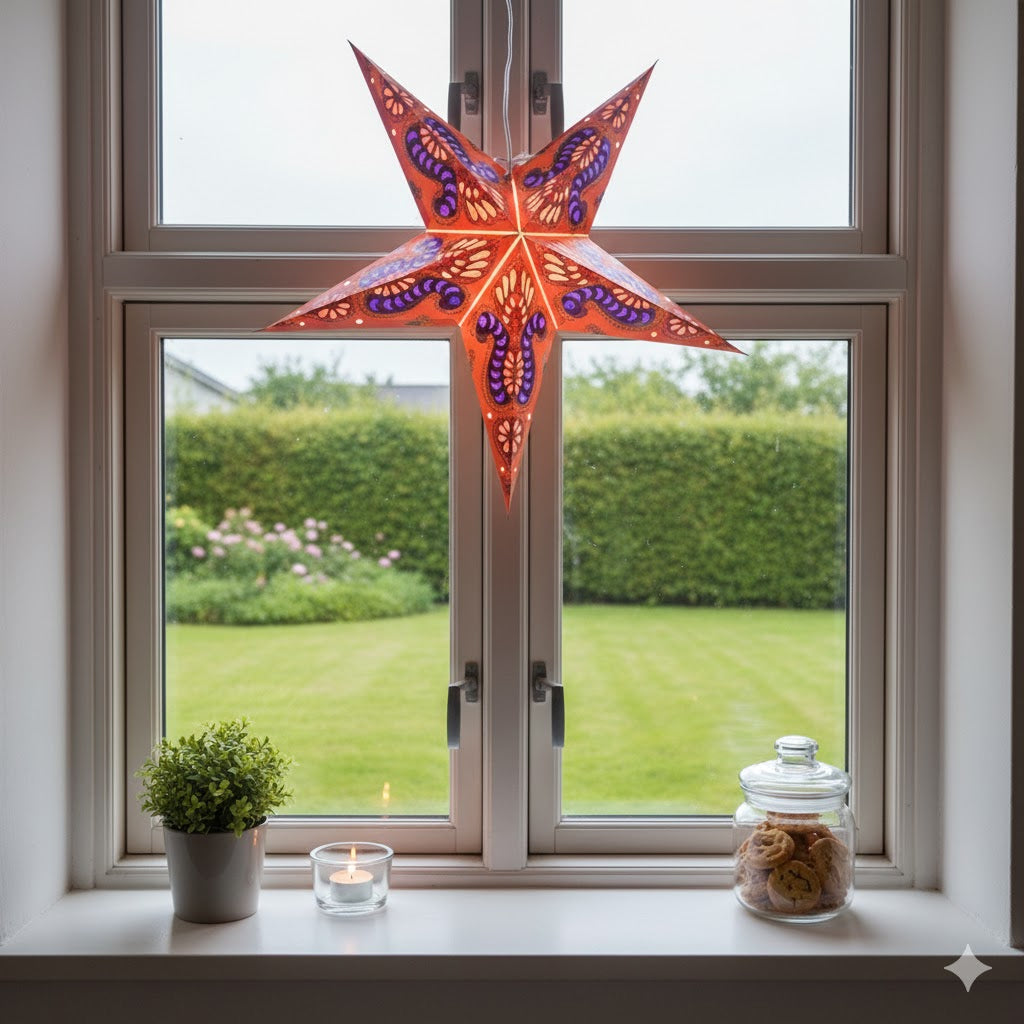 Indra Sternenlampe in Rot und Blau, Ø60 cm