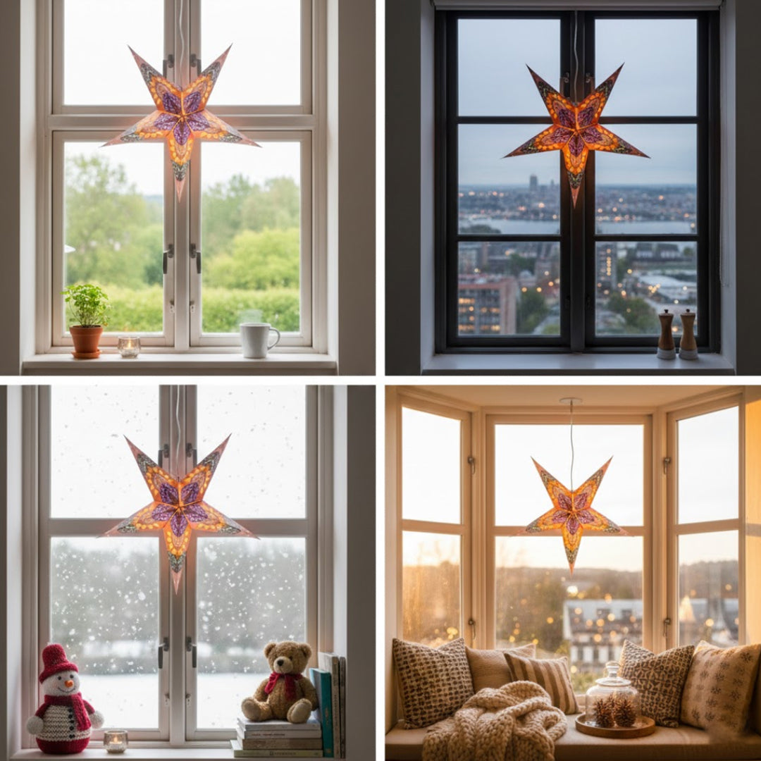 Anaya Sternenlampe in Lila und Orange, Ø60 cm