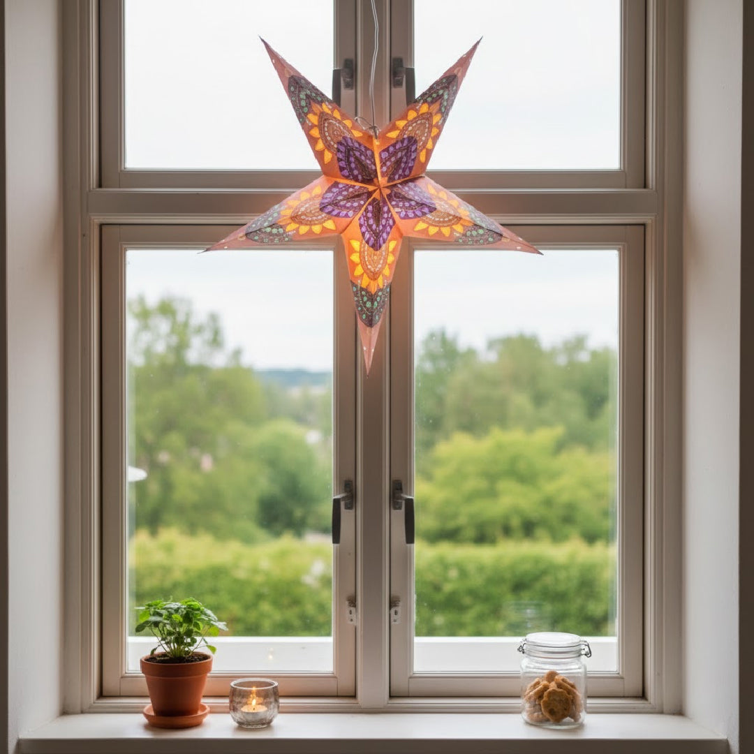 Anaya Sternenlampe in Lila und Orange, Ø60 cm