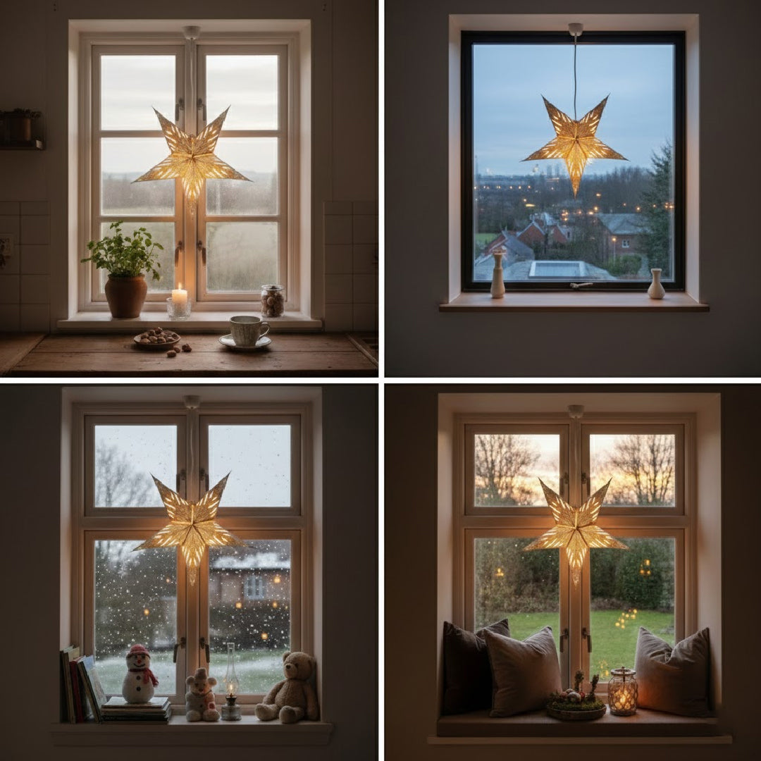 Aruna Sternenlampe in Grün und Gold, Ø60 cm