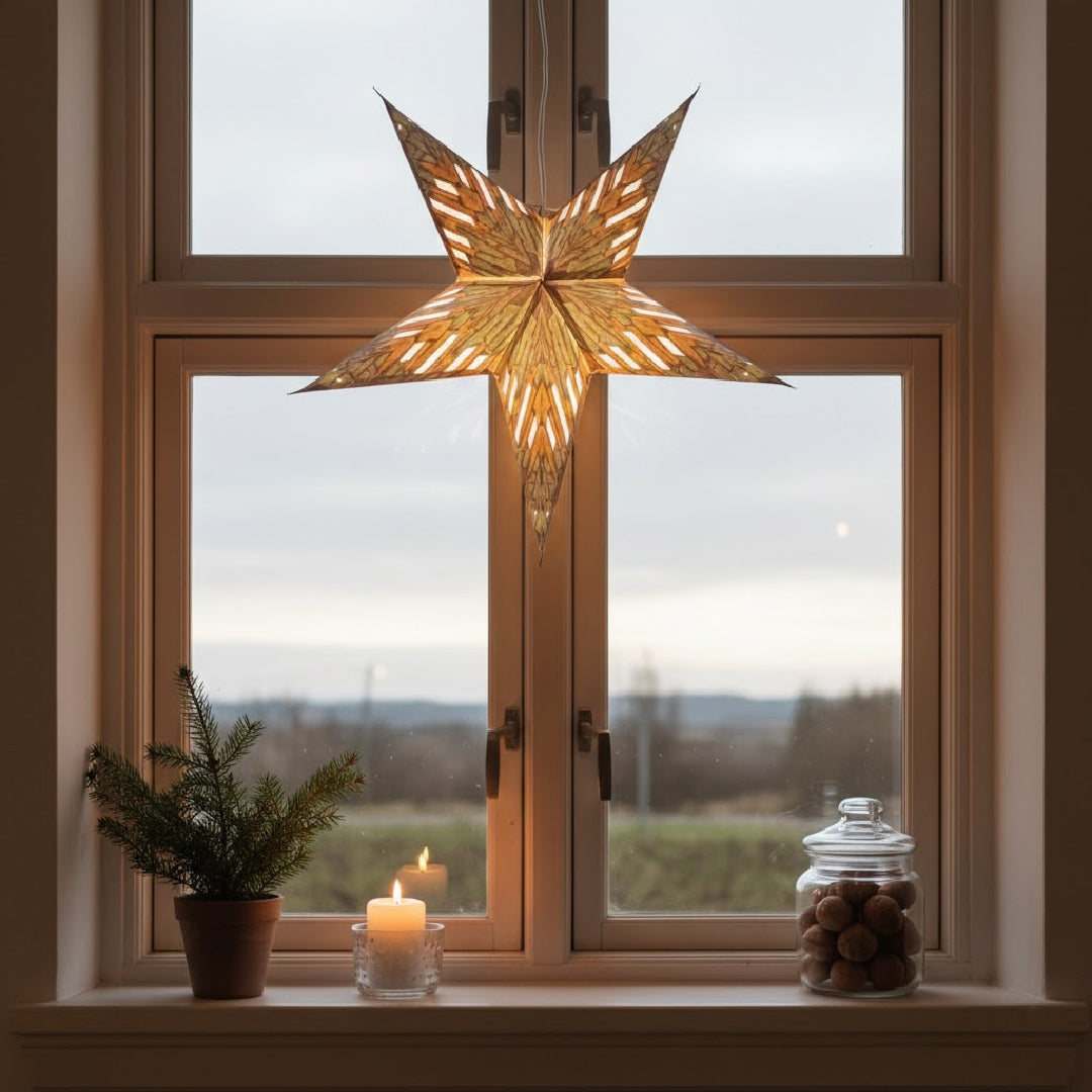 Aruna Sternenlampe in Grün und Gold, Ø60 cm