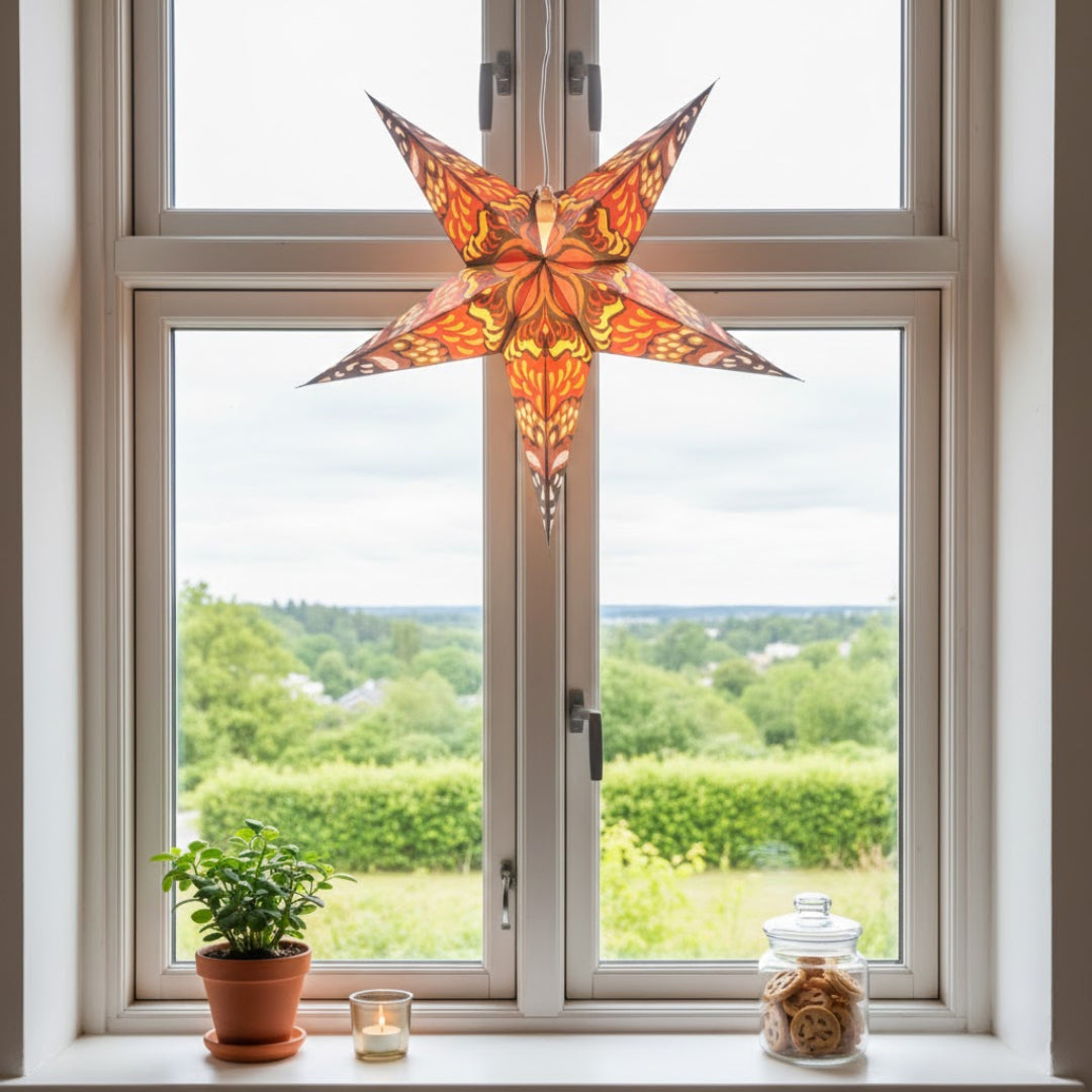Surabhi Sternenlampe in Orange und Rosa, Ø60 cm