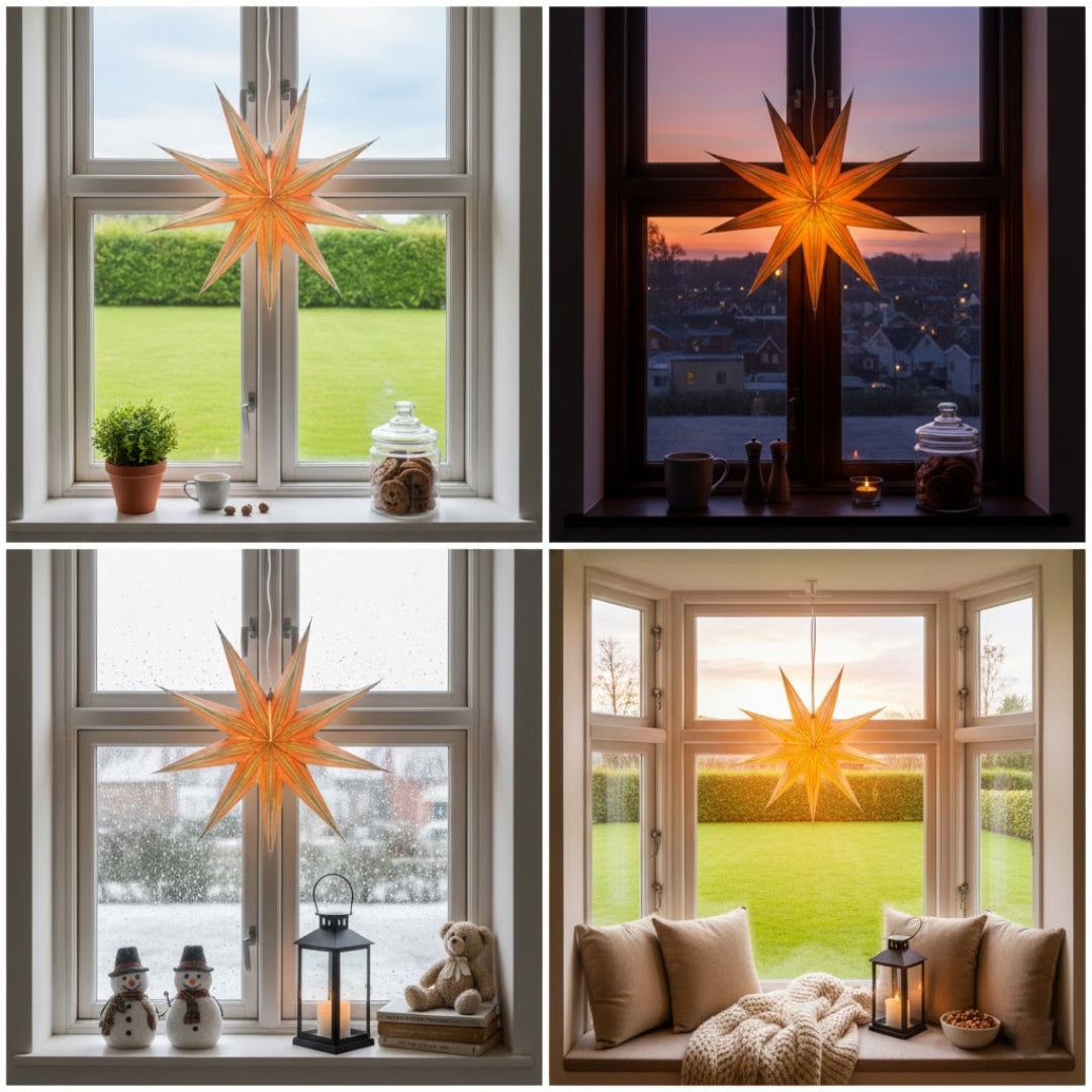 Kiran Sternenlampe in Rot und Schwarz, Ø60 cm