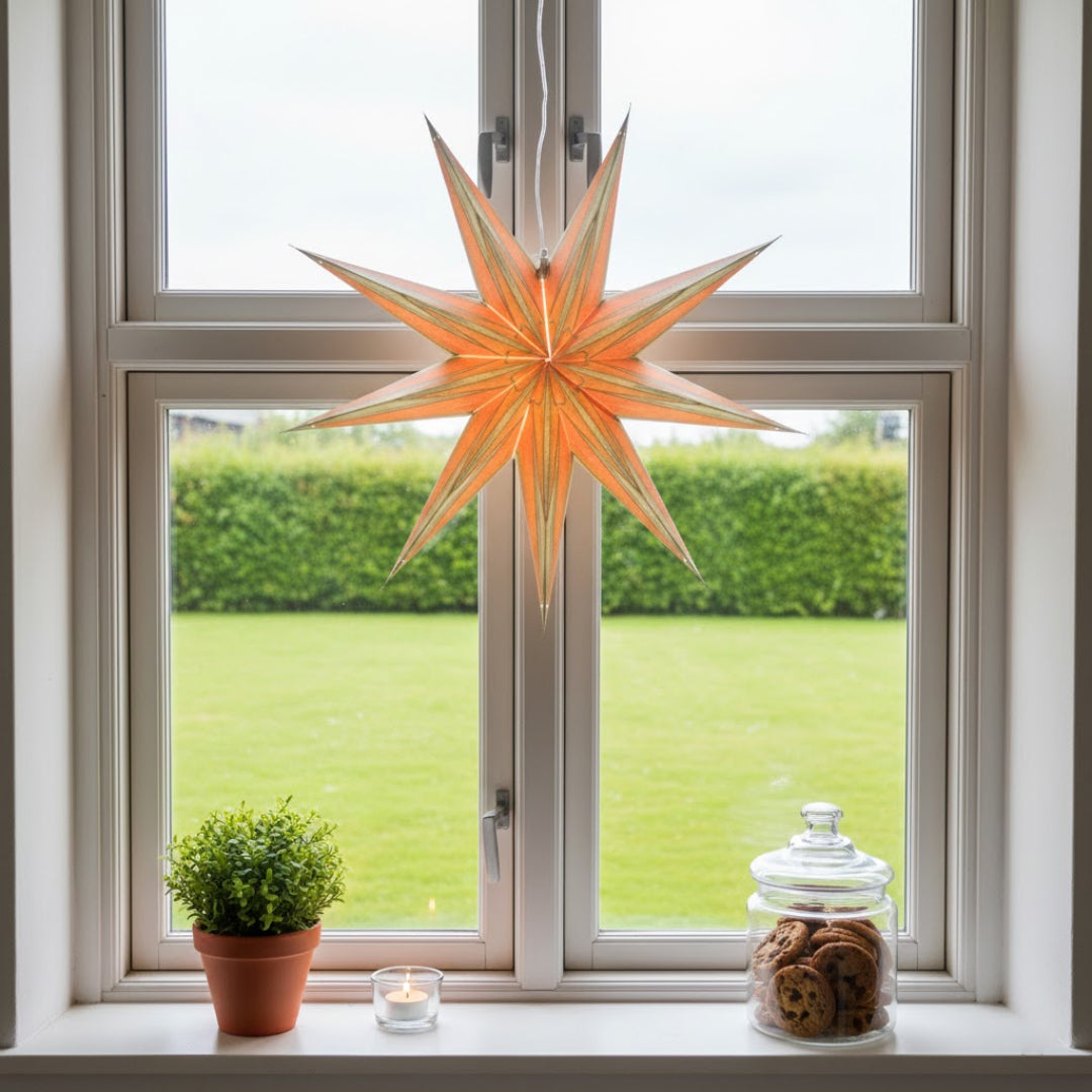 Kiran Sternenlampe in Rot und Schwarz, Ø60 cm
