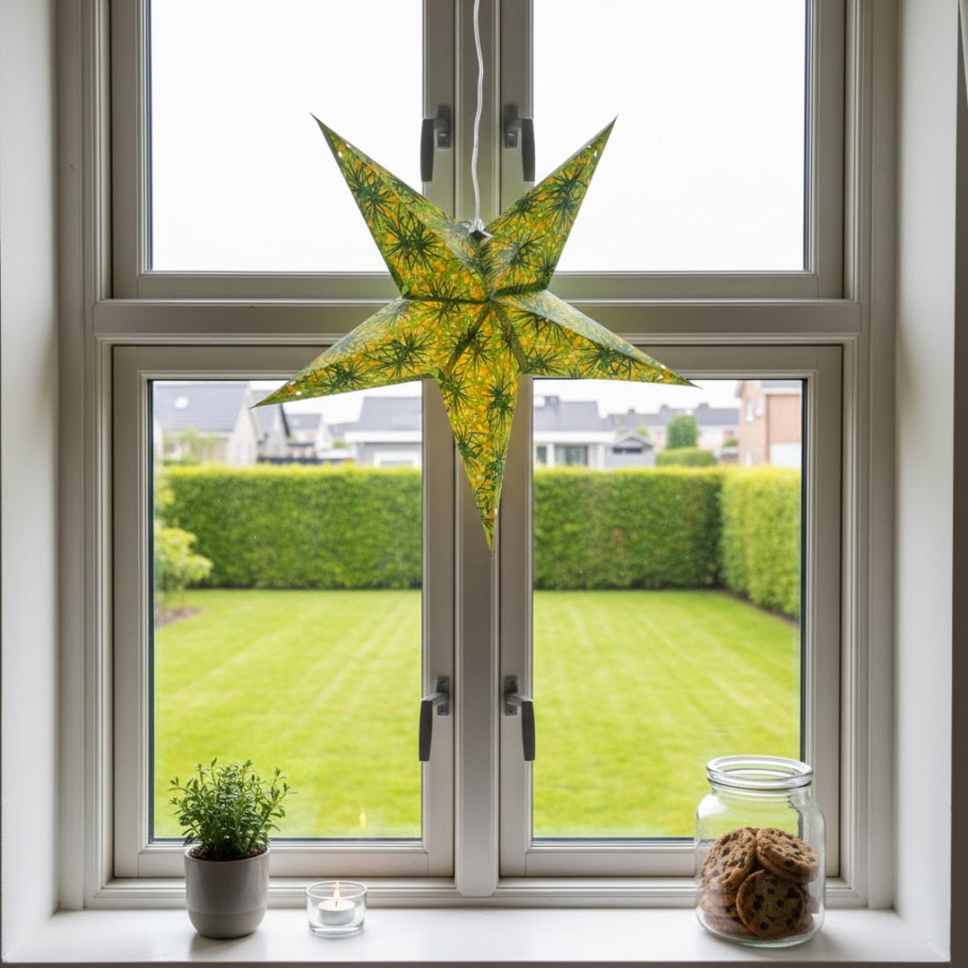 Aranya Sternenlampe in Grün und Gelb, Ø60 cm