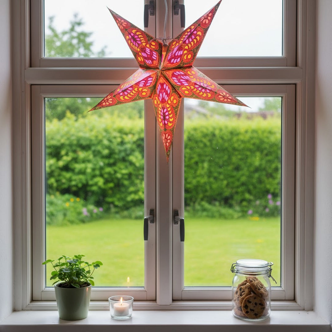 Meera Sternenlampe in Rosa und Gold, Ø60 cm
