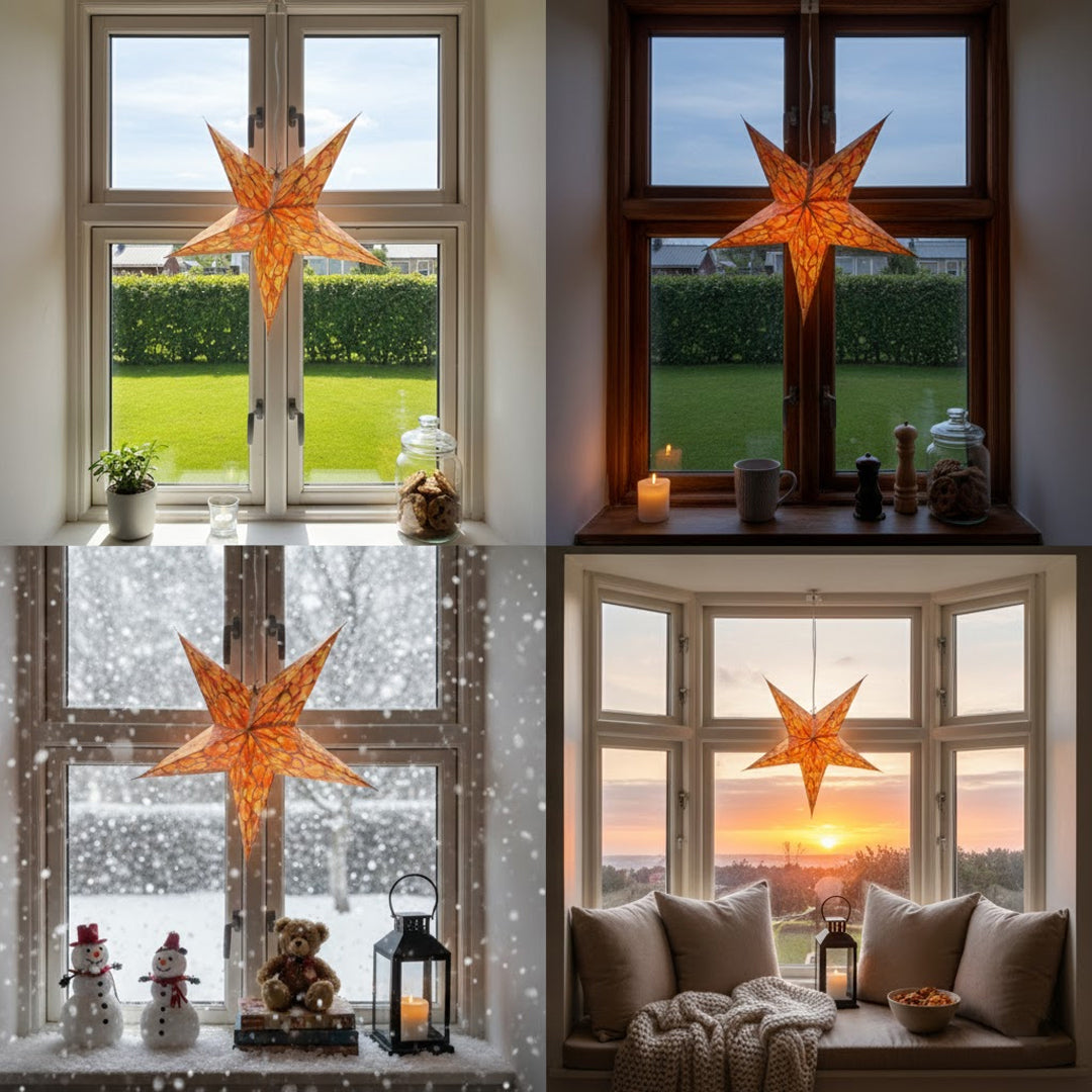 Leela Sternenlampe in Goldtönen, Ø60 cm