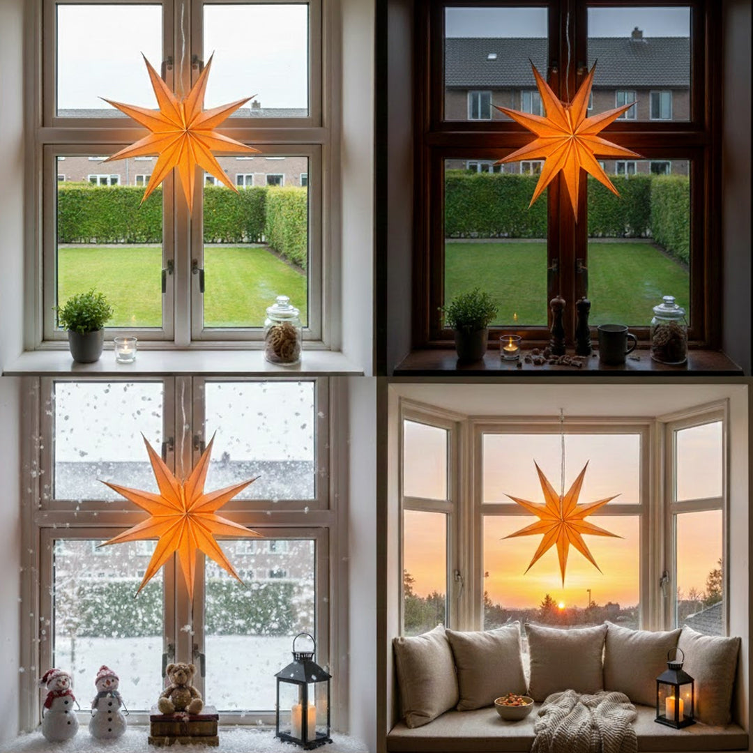 Roja Sternenlampe in orange mit Goldglimmer, Ø60 cm