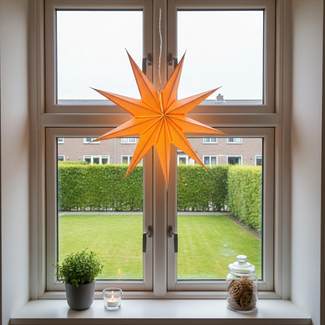 Roja Sternenlampe in orange mit Goldglimmer, Ø60 cm