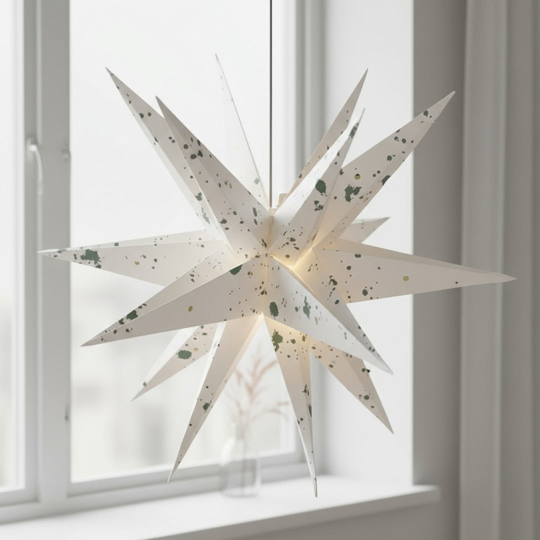 Aditi Multi Sternenlampe in Weiß mit grünen Details, Ø60 cm