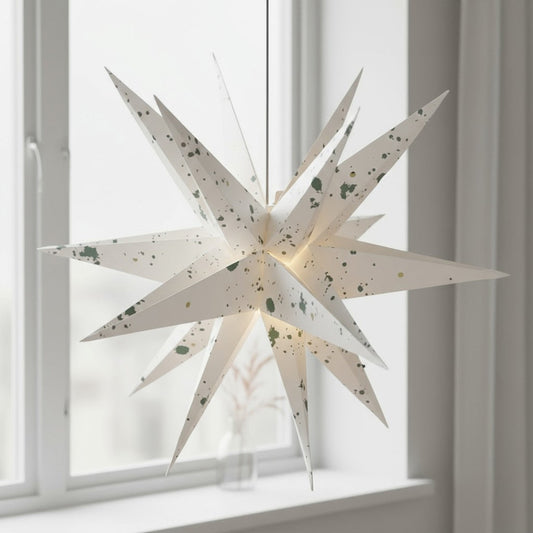 Aditi Multi Sternenlampe in Weiß mit grünen Details, Ø60 cm