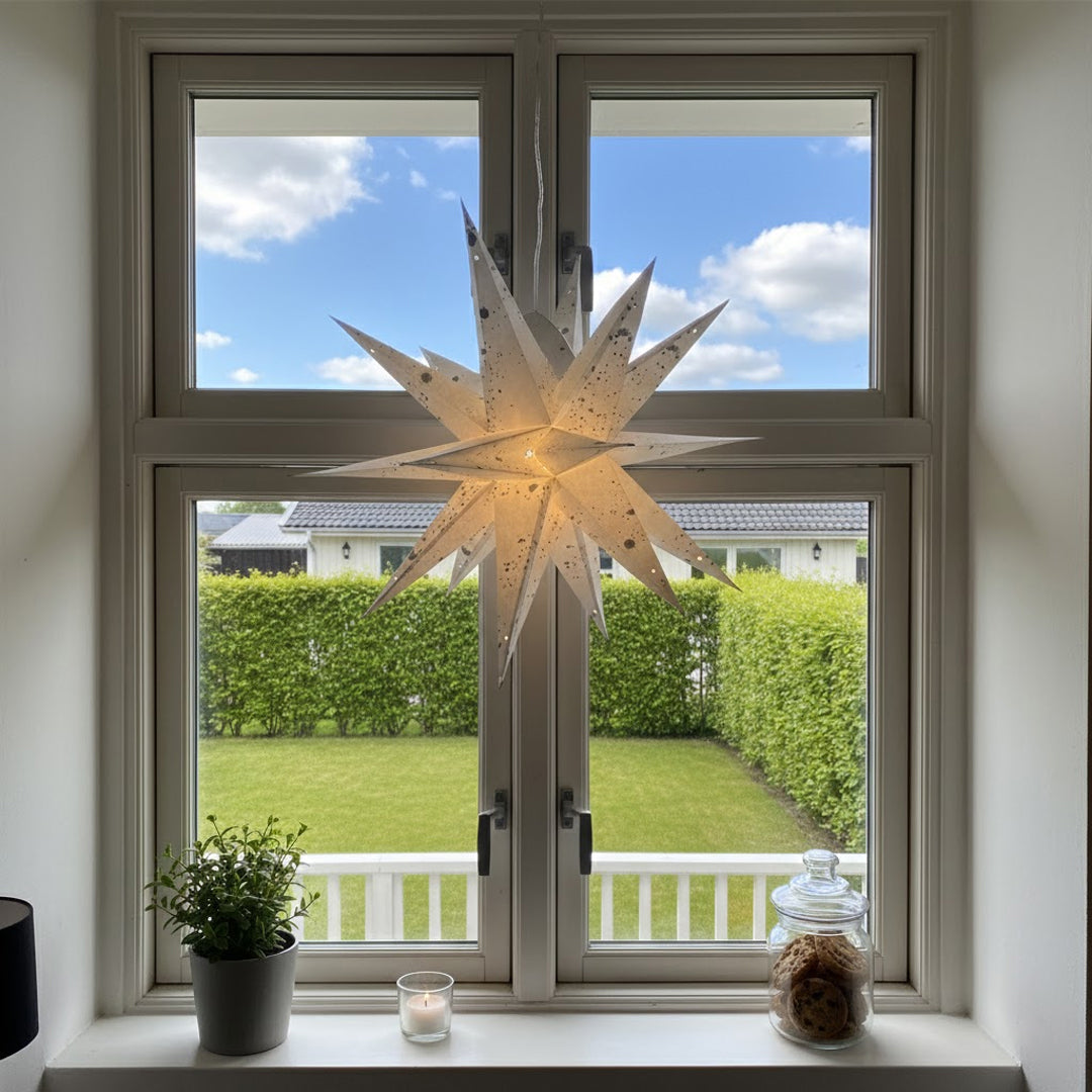 Aditi Multi Sternenlampe in Weiß mit grünen Details, Ø60 cm