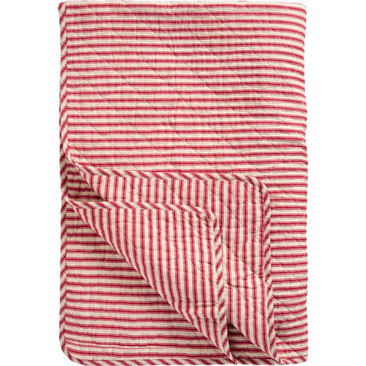 Ib Laursen – Quilt Steppdecke Sandfarbe mit roten Streifen 130 x 180 cm