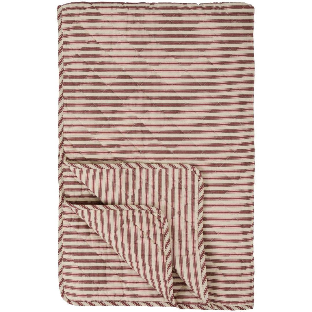 Ib Laursen – Quilt in Sand mit Dusty-Plum-Streifen – 130 x 180 cm