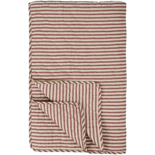 Ib Laursen – Quilt in Sand mit Dusty-Plum-Streifen – 130 x 180 cm