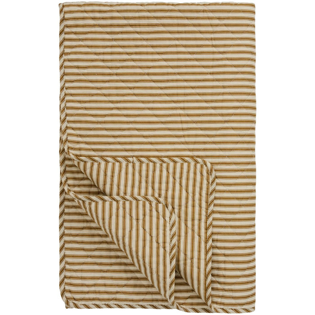 Ib Laursen – Quilt Sand mit Ochre Green Streifen – 130 x 180 cm