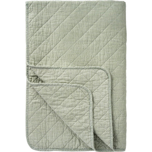 Ib Laursen - Quilt Steppdecke mit weißen und staubgrünen Milchbubenstreifen 130x180 cm