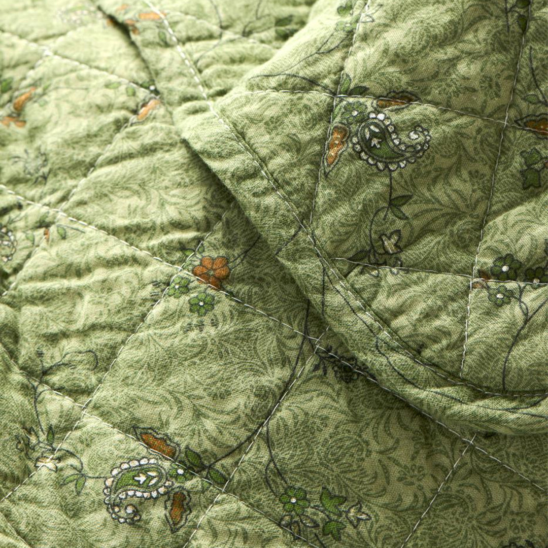 Ib Laursen – Quilt grün mit Blumenranken 130 x 180 cm