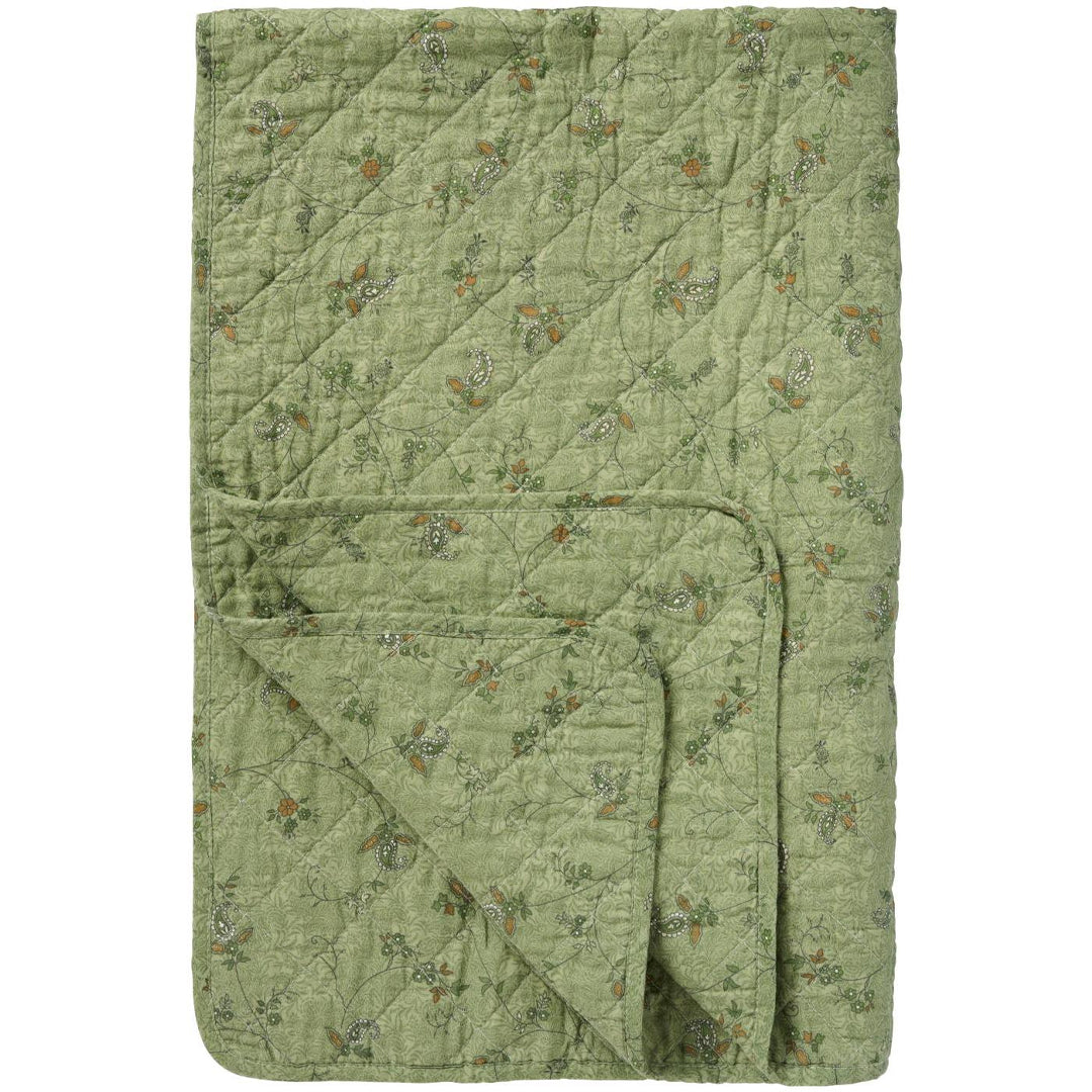 Ib Laursen – Quilt grün mit Blumenranken 130 x 180 cm