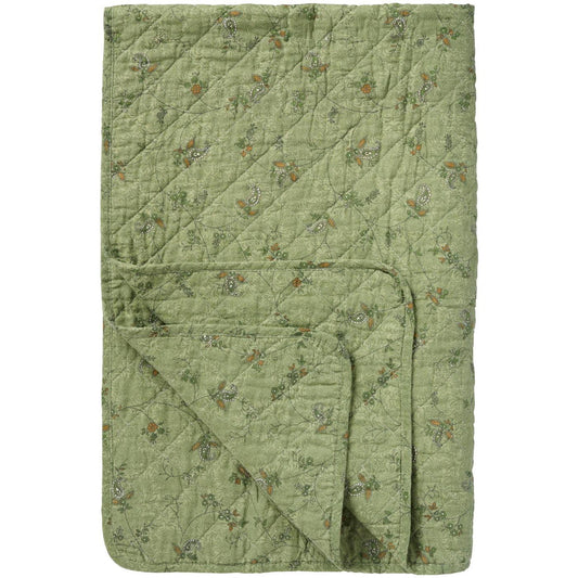 Ib Laursen – Quilt grün mit Blumenranken 130 x 180 cm