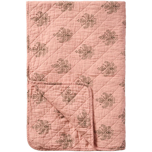 Ib Laursen - Quilt in Rosa mit dunkelgrauem Blockmuster (130 x 180 cm)