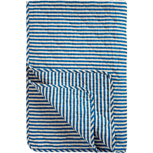 Ib Laursen – Quilt Steppdecke mit Off-White und blauen Streifen 130 x 180 cm