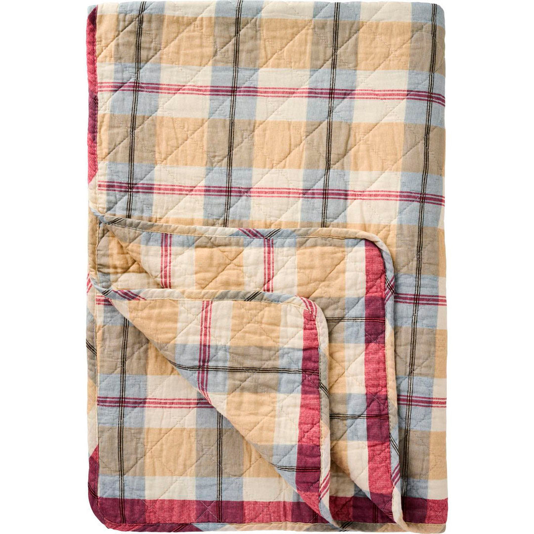 Ib Laursen – Quilt Steppdecke mit rotem, blauem, beigem und grauem Streifenmuster 130 x 180 cm