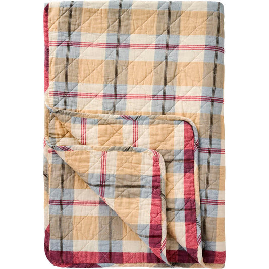 Ib Laursen – Quilt Steppdecke mit rotem, blauem, beigem und grauem Streifenmuster 130 x 180 cm