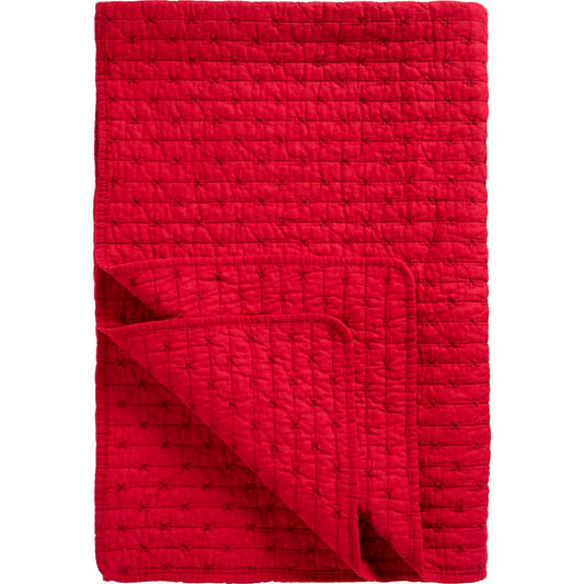 Ib Laursen – Quilt Steppdecke Rot mit Kreuzstichmuster 130 x 180 cm