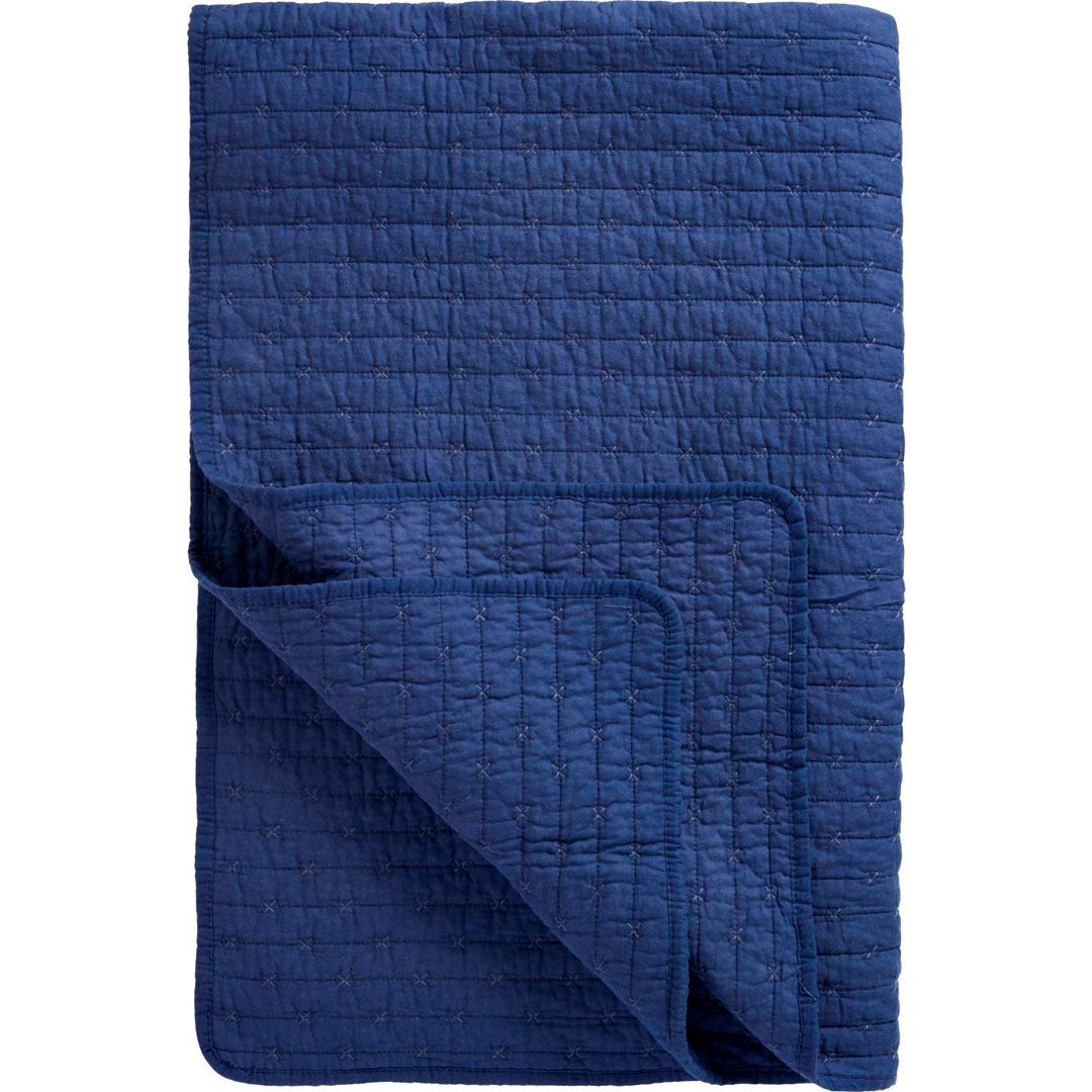 Ib Laursen – Quilt Steppdecke Indigo mit Kreuzstichmuster 130 x 180 cm
