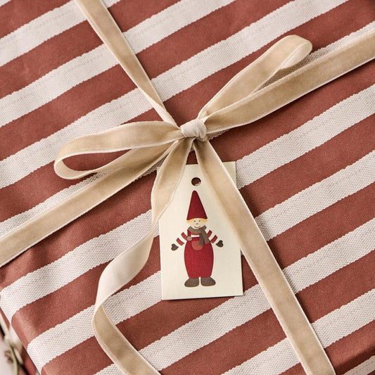 Ib Laursen - Papierrolle Rote Streifen – Textil-Look, 5 m/Rolle
