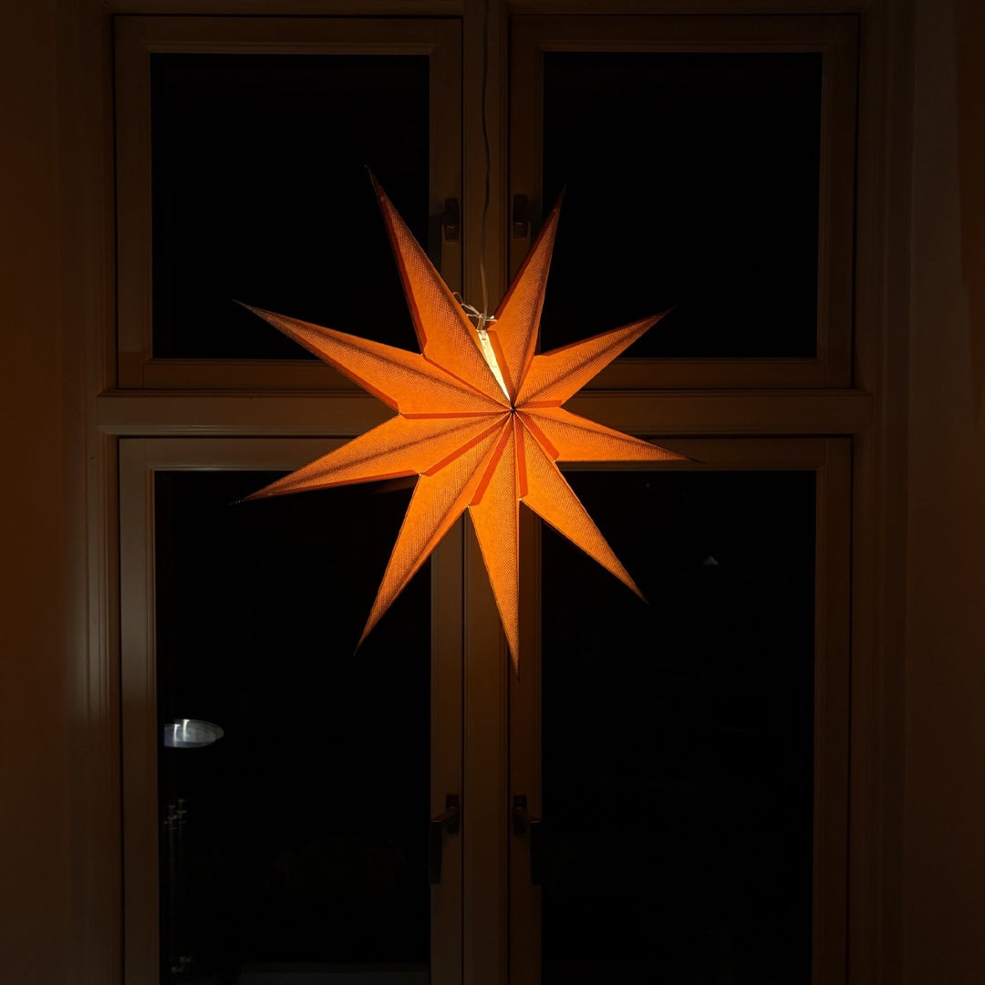 Roja Sternenlampe in orange mit Goldglimmer, Ø60 cm