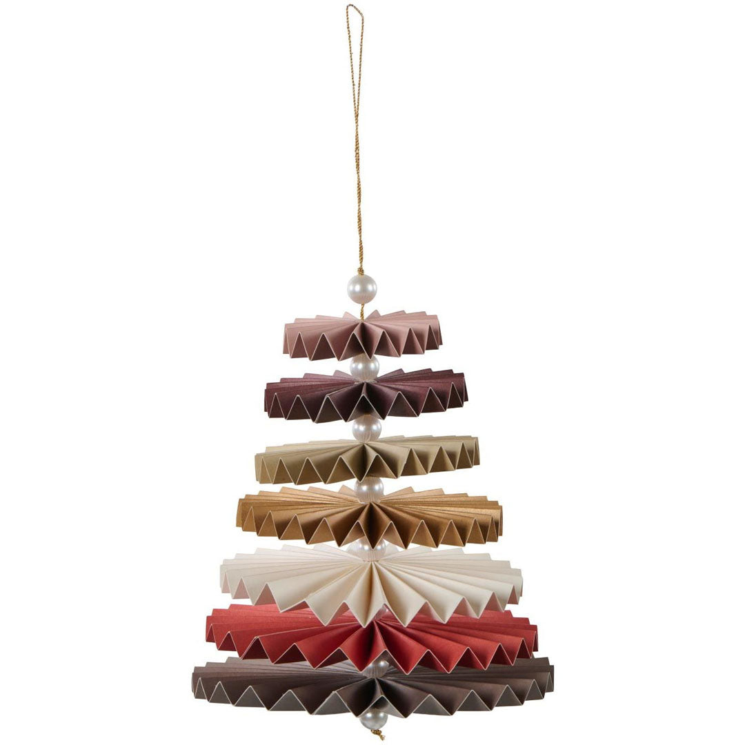 Ib Laursen – Hängender Weihnachtsbaum mit Rosetten und Perlen – 18 cm
