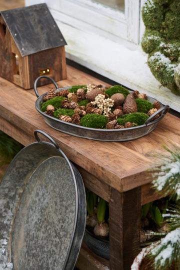 Ib Laursen – Urban Garden ovale Metallschale mit Griffen – H10,5 x L55 x B39 cm