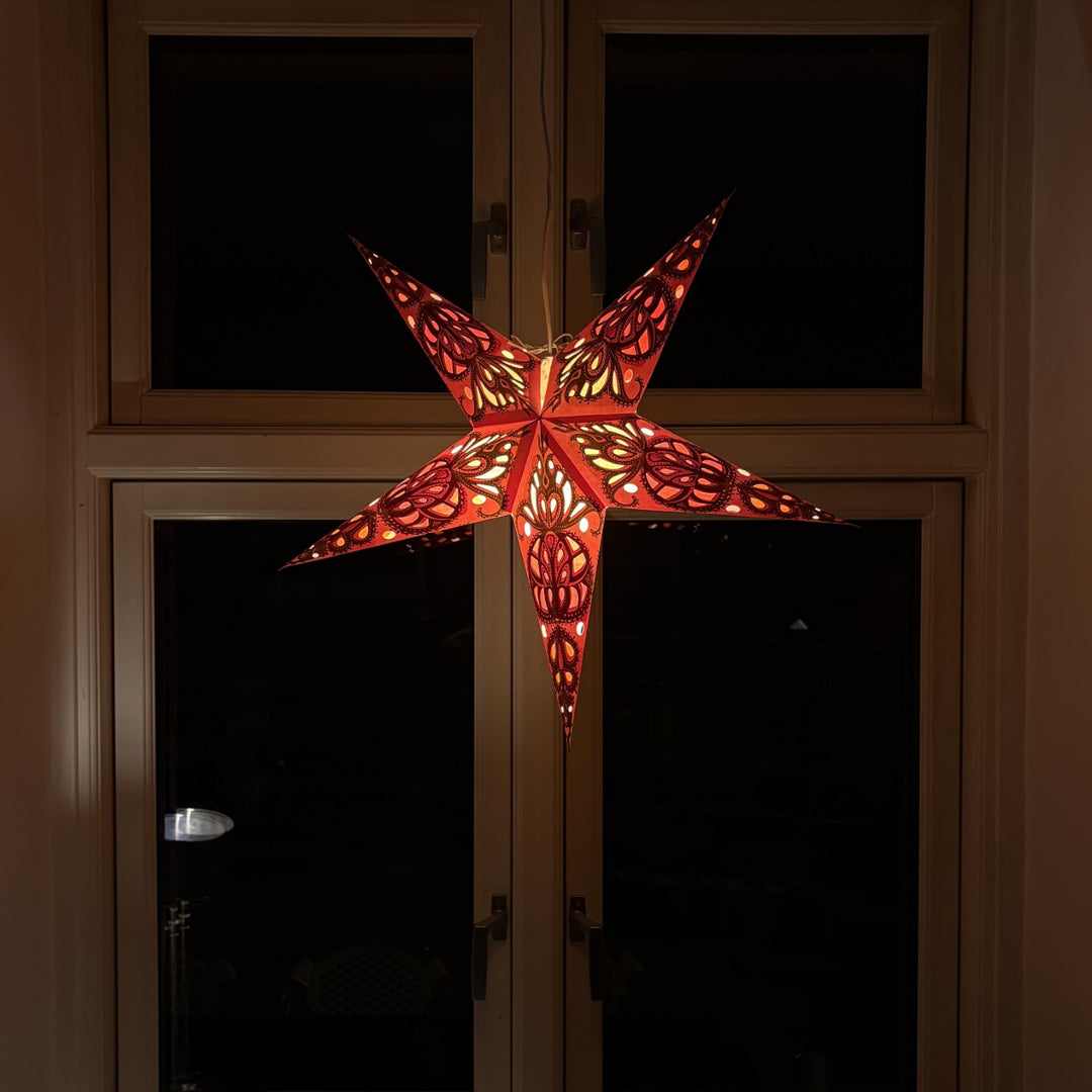 Agni Sternenlampe in Rot und Gold, Ø60 cm