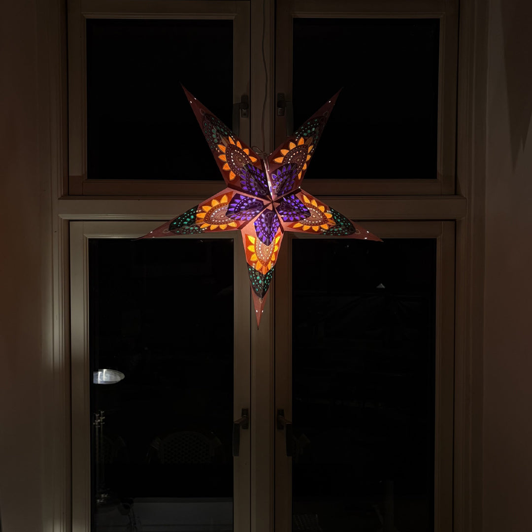Anaya Sternenlampe in Lila und Orange, Ø60 cm
