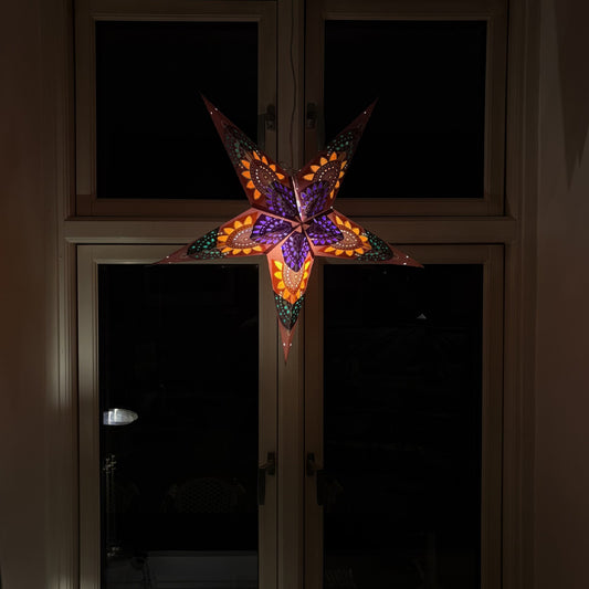 Anaya Sternenlampe in Lila und Orange, Ø60 cm