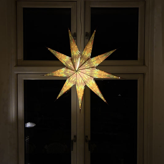 Vana Sternenlampe in Grün und Gold, Ø60 cm