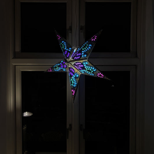 Tara Sternenlampe in Blau und Lila, Ø60 cm