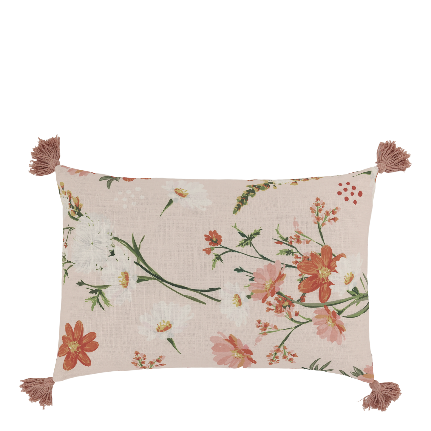 Chic Antique – Aix Kissenbezug mit Quasten und Blumenmuster L60/B40 cm Rosa