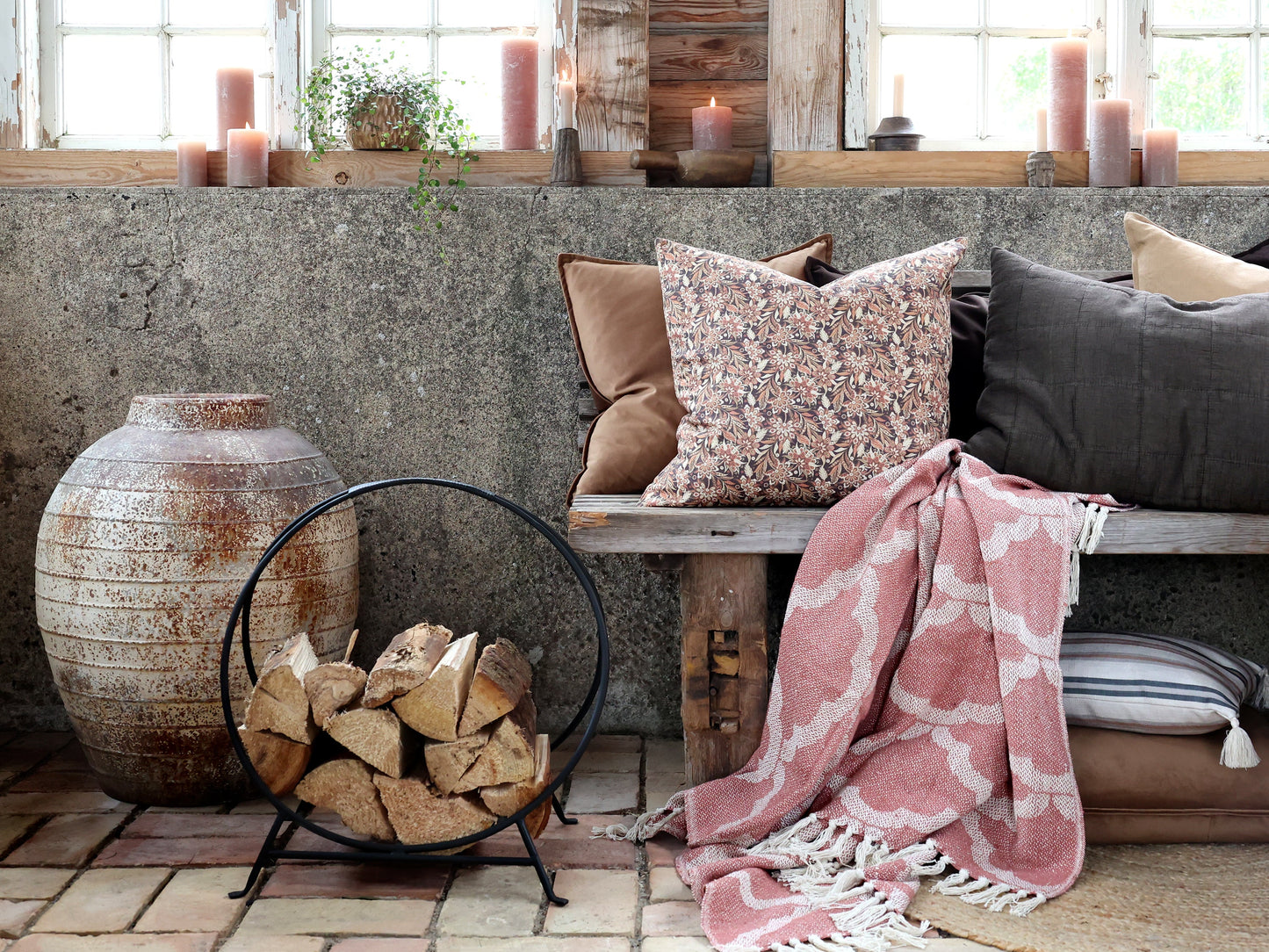 Chic Antique – Aix Plaid aus Recyclinggarn L150/B130 cm Malva & Creme