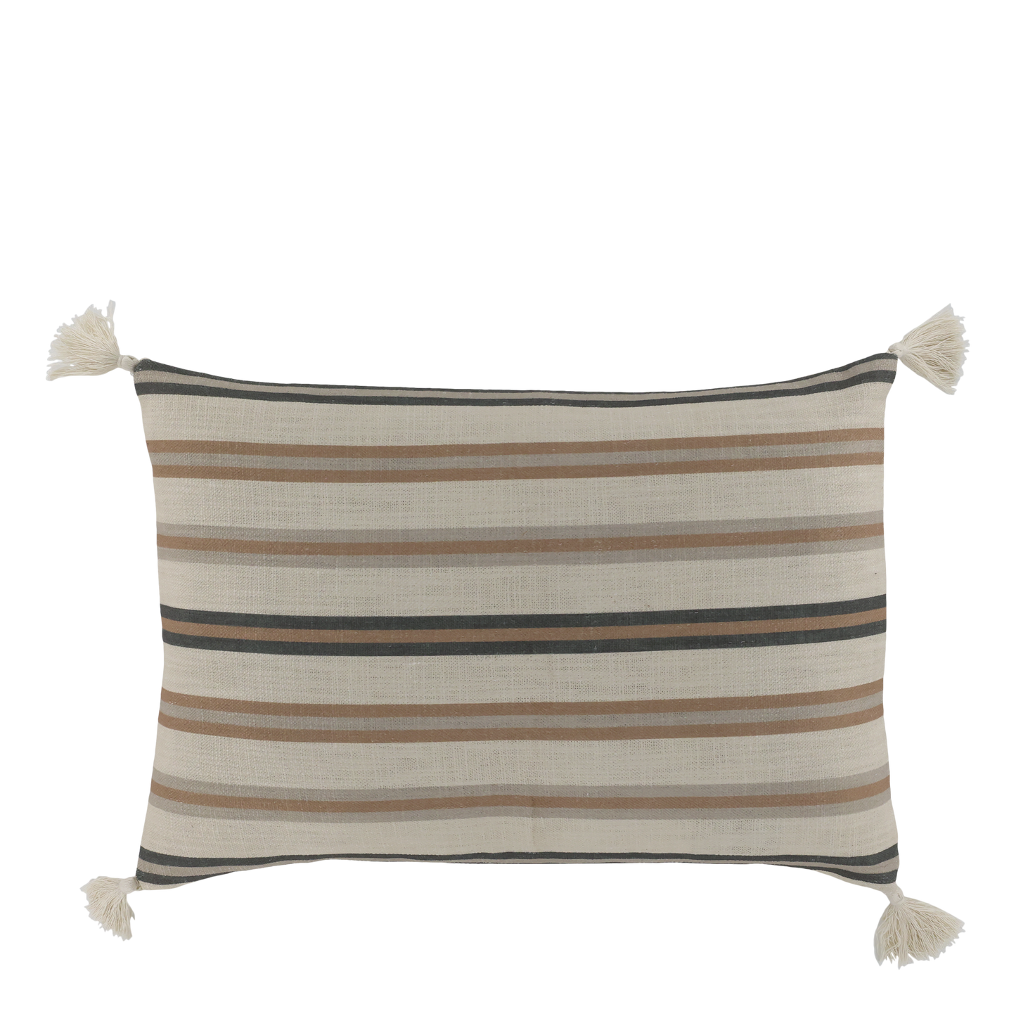 Chic Antique – Aix Kissenbezug mit Quasten und Streifen L50/B35 cm Cognac & Latte