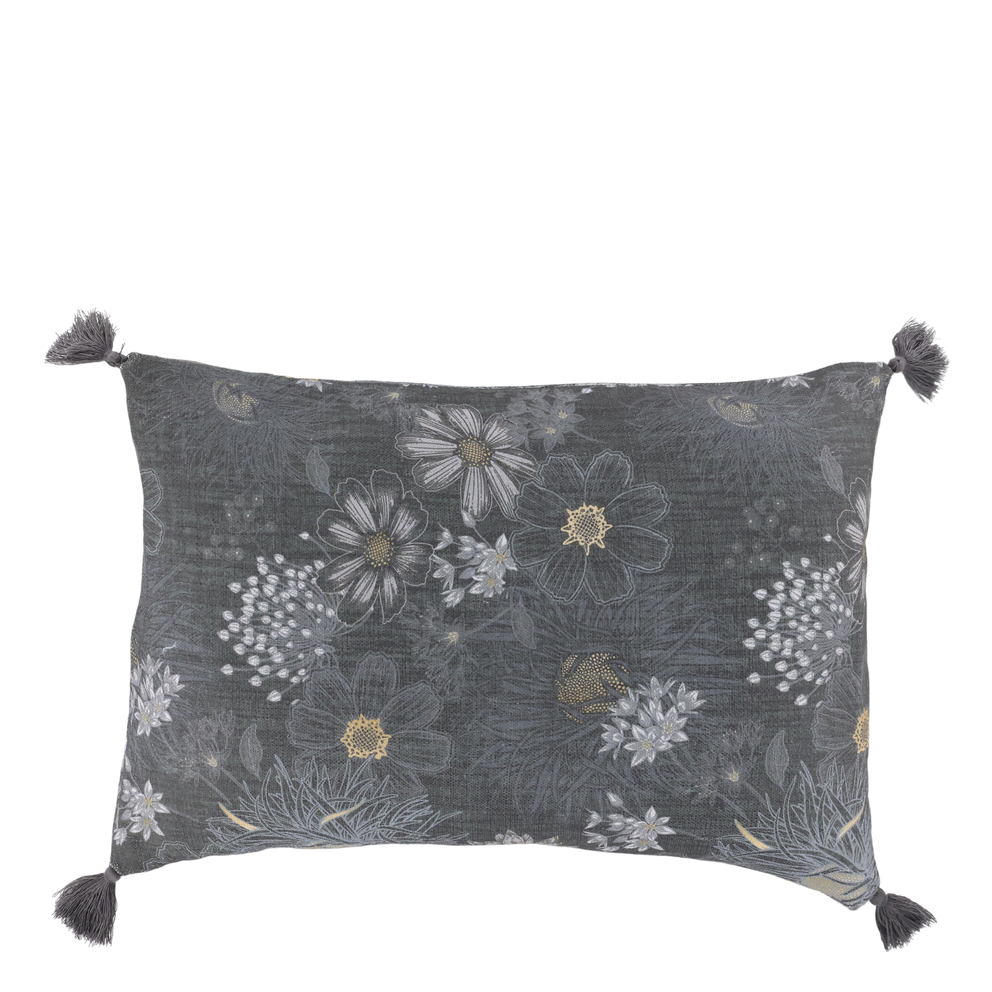 Chic Antique – Aix Kissenbezug mit Quasten und Blumenmuster L50/B35 cm Midnight