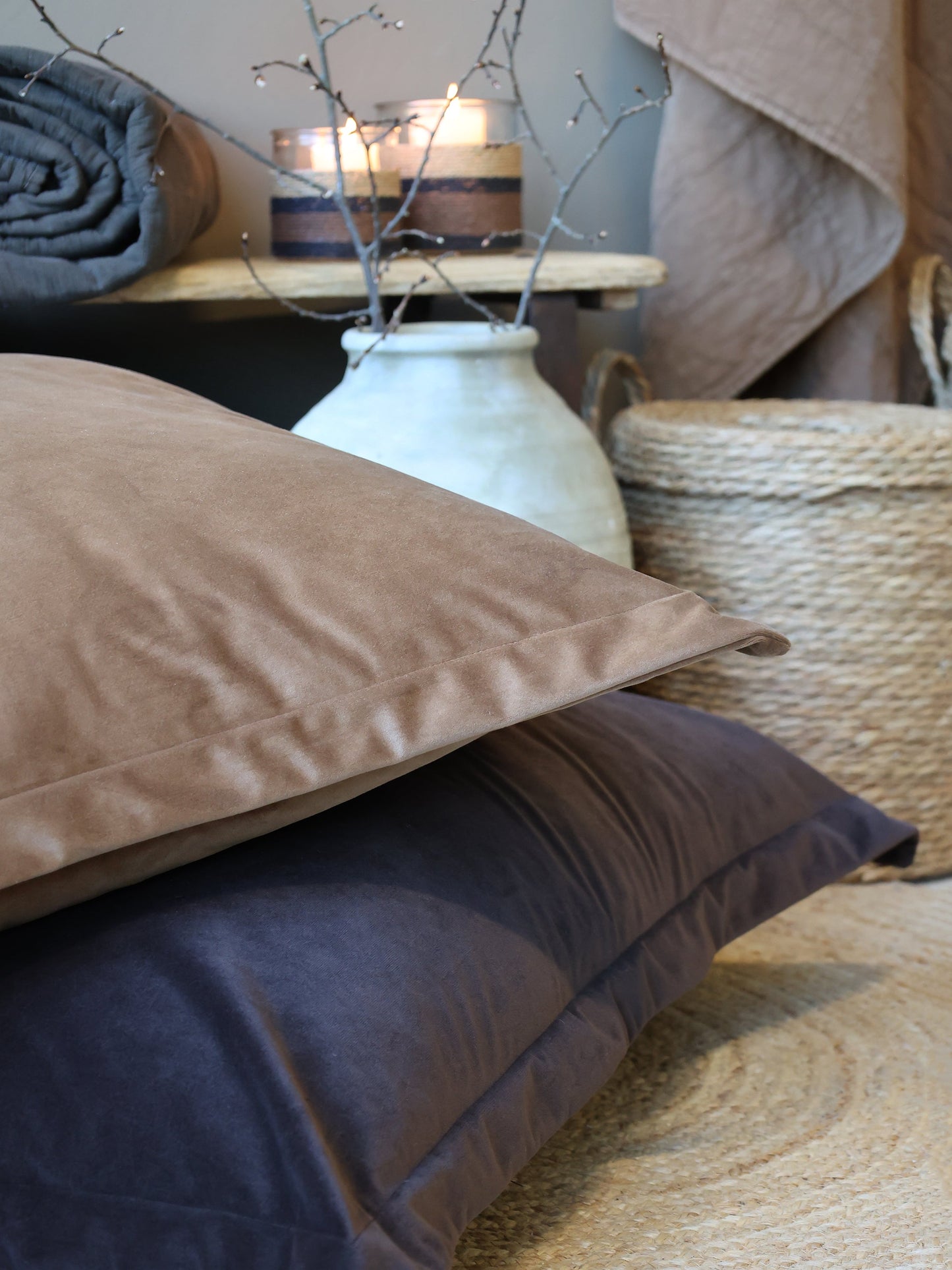Chic Antique – Aix Velours-Kissenbezug für Bodenkissen L80/B80 cm Mocca