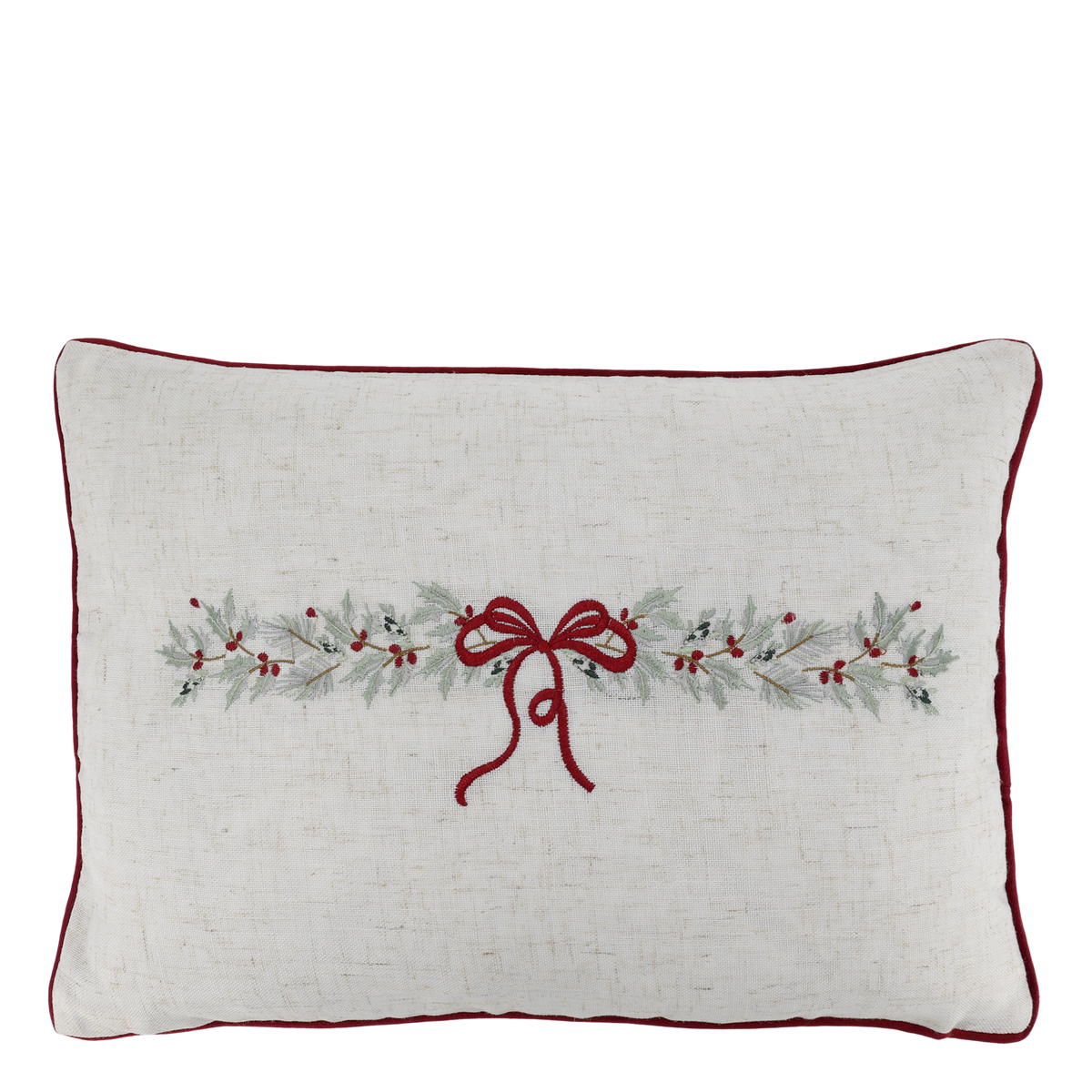 Chic Antique – Aix Kissenbezug mit Schleife und Rankenstickerei – L50/B35 cm – Leinen