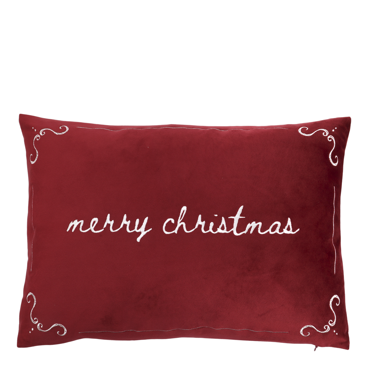 Chic Antique – Aix Kissenbezug mit Merry Christmas-Stickerei – L50/B35 cm – Kirschrot