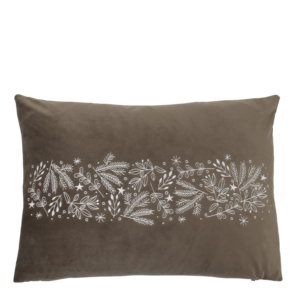 Chic Antique – Aix Kissenbezug mit Zweigstickerei – 50 x 35 cm – Mokka