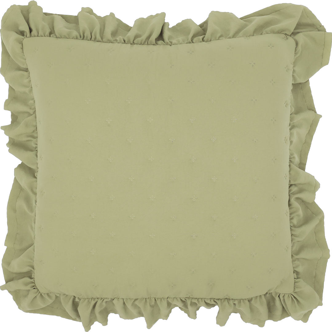 Aix Soft Kissenbezug mit Rüschenbordüre – Verte – 50 × 50 cm