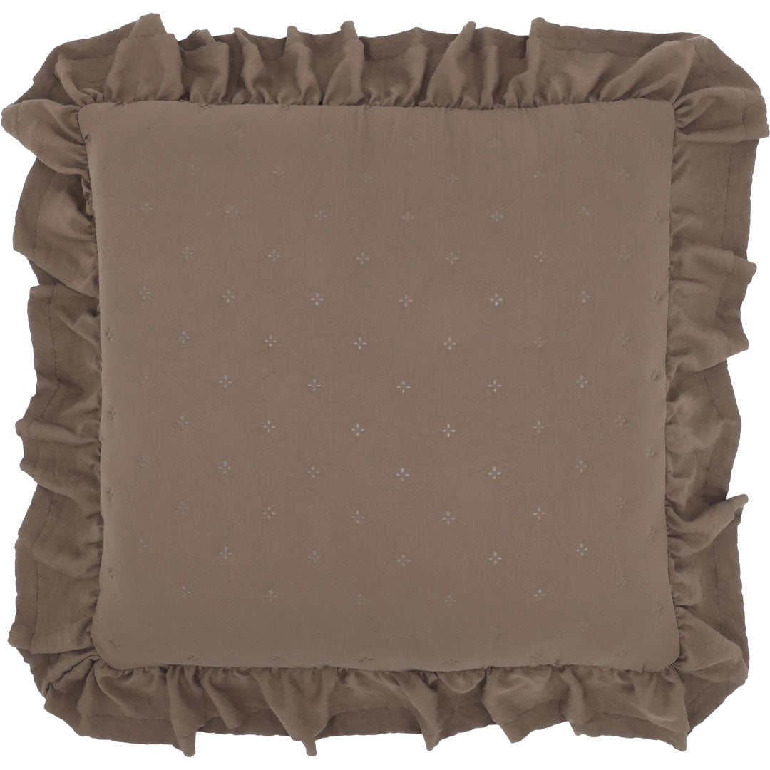 Aix Soft Kissenbezug mit Rüschenbordüre – Walnuss – 50 × 50 cm