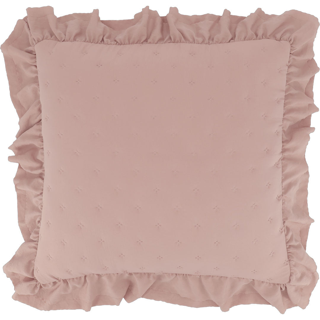 Aix Soft Kissenbezug mit Rüschenbordüre – Old Rose – 50 × 50 cm